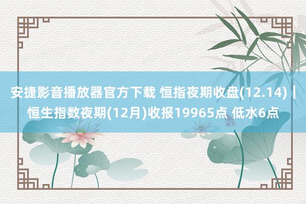 安捷影音播放器官方下载 恒指夜期收盘(12.14)︱恒生指数夜期(12月)收报19965点 低水6点