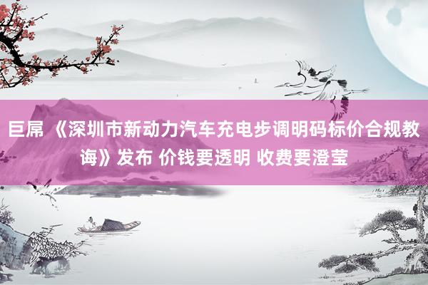 巨屌 《深圳市新动力汽车充电步调明码标价合规教诲》发布 价钱要透明 收费要澄莹