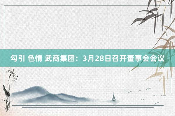 勾引 色情 武商集团：3月28日召开董事会会议