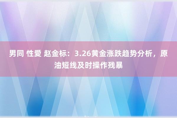 男同 性愛 赵金标：3.26黄金涨跌趋势分析，原油短线及时操作残暴