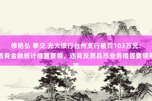 修艳弘 拳交 光大银行台州支行被罚103万元：违背金融统计措置要领，违背反赝品币业务措置要领等